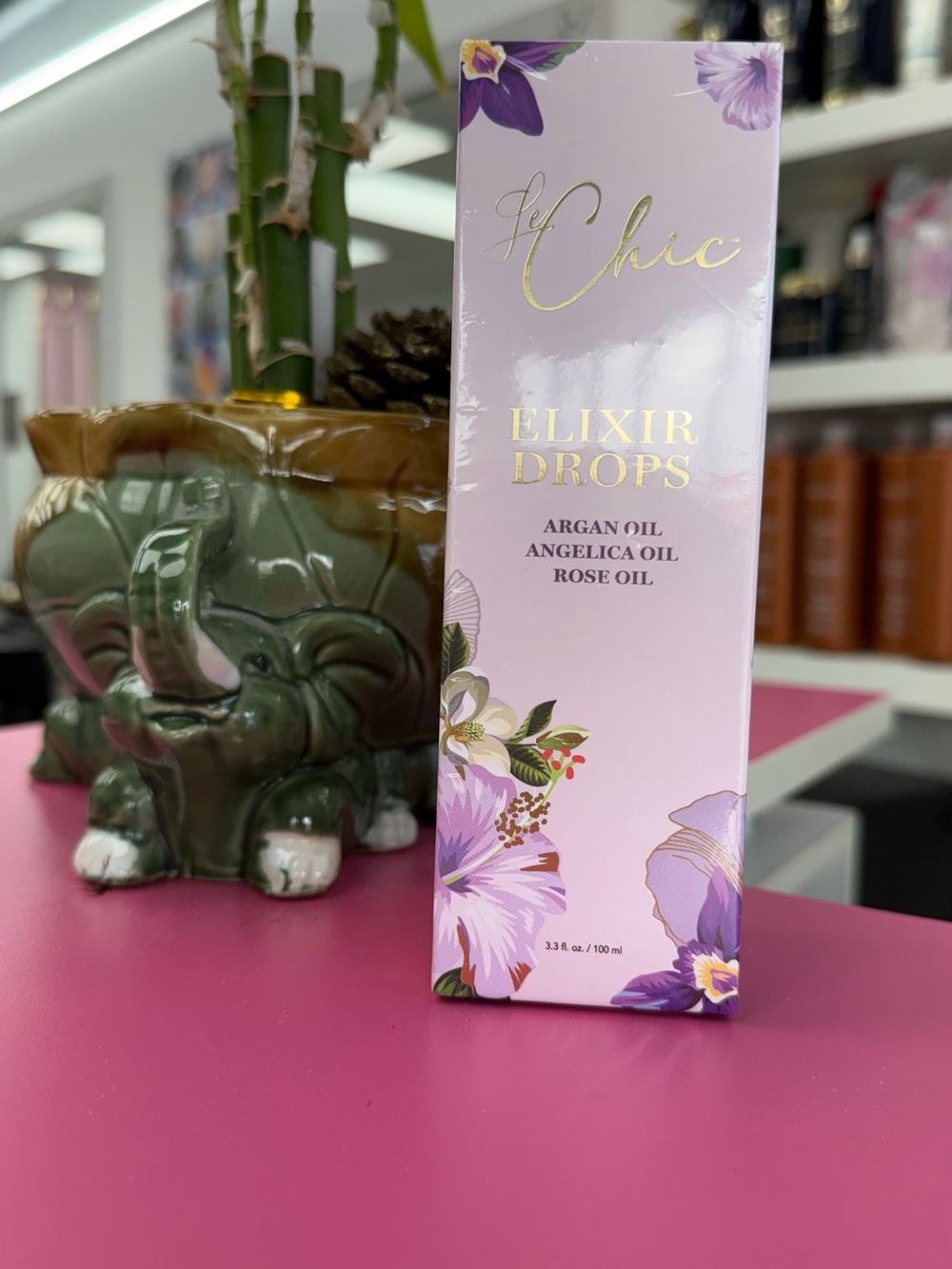 chic Elixir Drops Argan & Rose Oil - Light Pink with Purple Accents